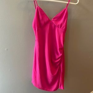 Pink above the knew dress